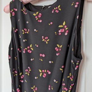 Black Anne Klein dress with pink cherries - size 6